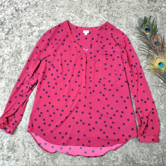 Merona Polkadot Red Blouse - Picture 1 of 9
